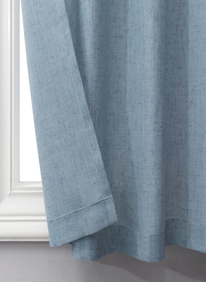 Pitalk 30 Inch Length Curtains Tiers for Bathroom Back Tab Pocket Cafe Short Semi Sheer Light Blue Valance Curtain for Bedroom Small Kitchen Window Curtain Over Sink 30x30 in Long Stone Blue Grey Gray - Image 4